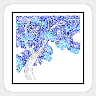 Blue Tree Circle Design Sticker